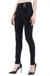 Kaga Black Solid Fit Jegging